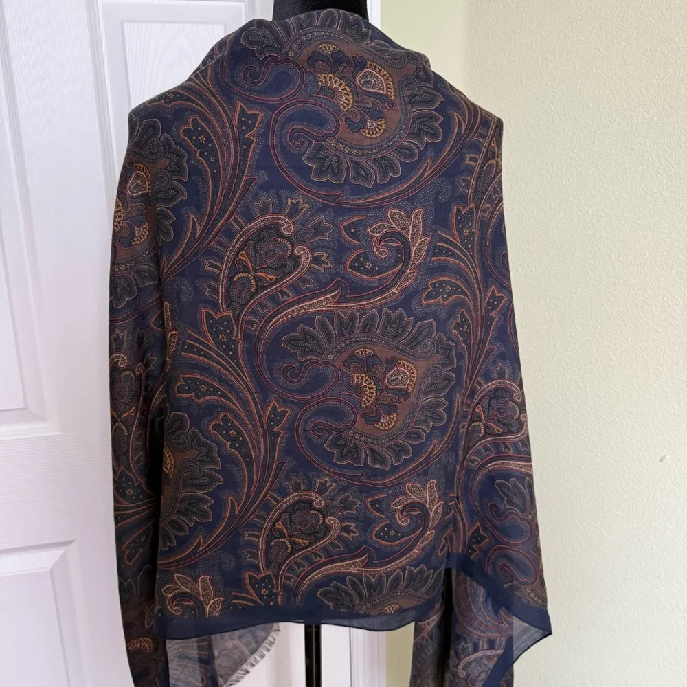 NEW Daniel Cremieux Signature Collection Paisley Print Wool Scarf Italy